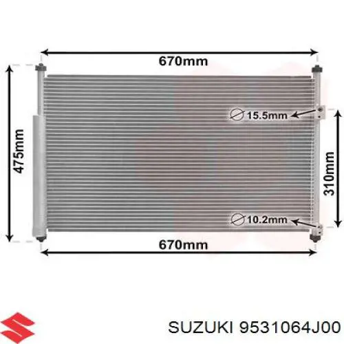 Конденсатор кондиціонера Suzuki 9531064J00 ціна, від 70.29 USD