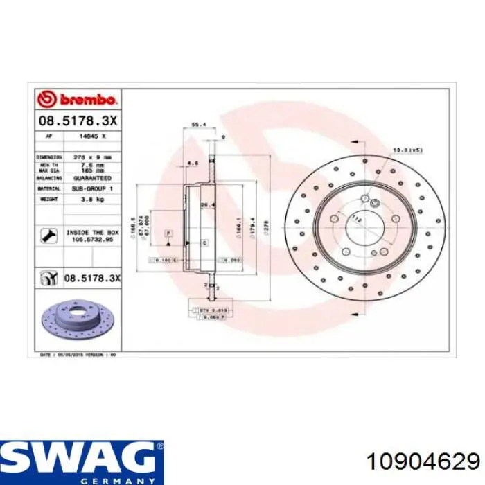 Гальмівні диски 10904629 Swag