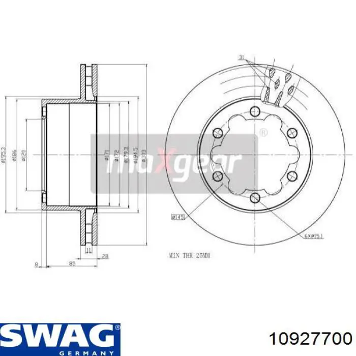 Задні дискові гальма Swag 10927700 ціна, від 57.83 USD