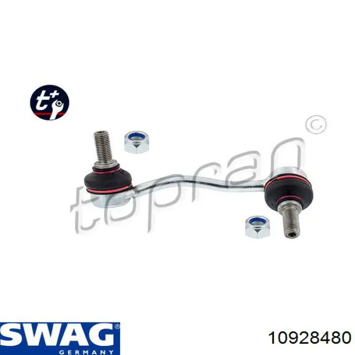 Стійка стабілізатора, переднього, ліва Swag 10928480