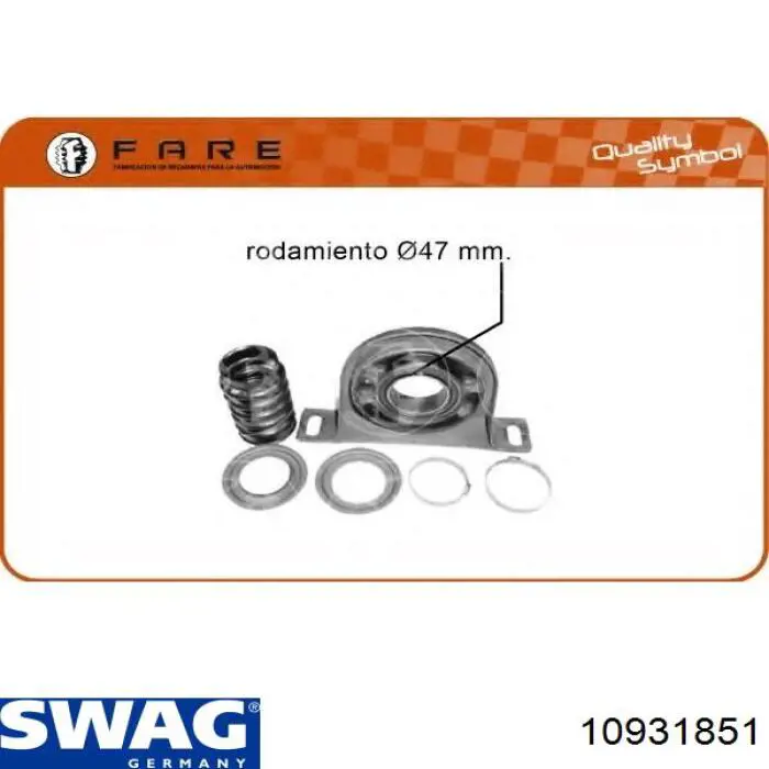Опора карданного валу Swag 10931851