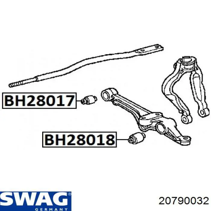 Сайлентблок заднього поперечного важеля, внутрішній 20790032 Swag