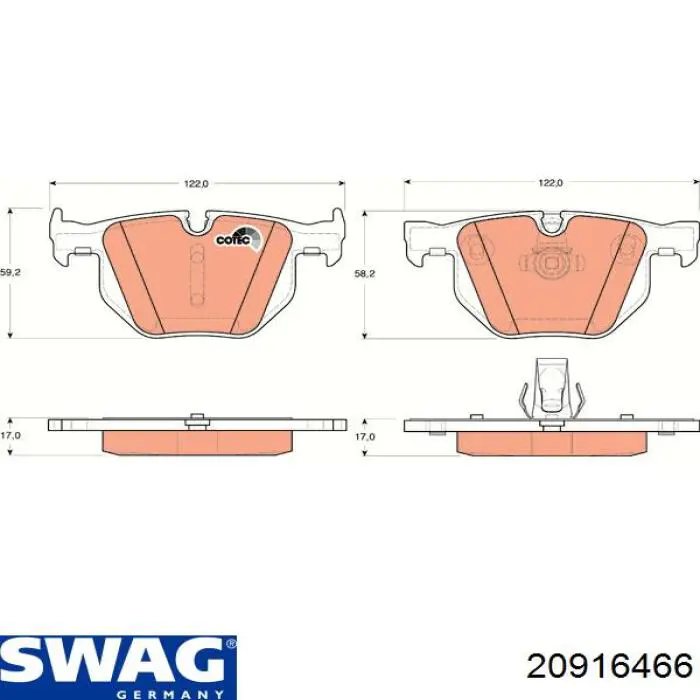 Купити 20916466 Swag Задні колодки