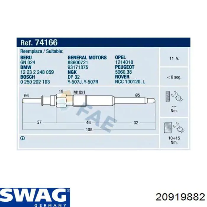 Свіча накалу Swag 20919882 ціна, від 7.96 USD