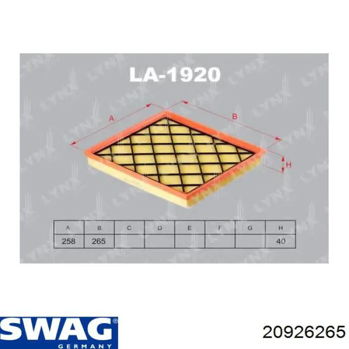Опора карданного валу Swag 20926265