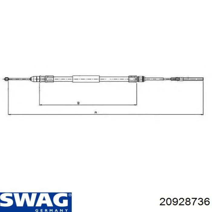 Трос стоянкового гальма задній лівий Swag 20928736 ціна, від 10.83 USD