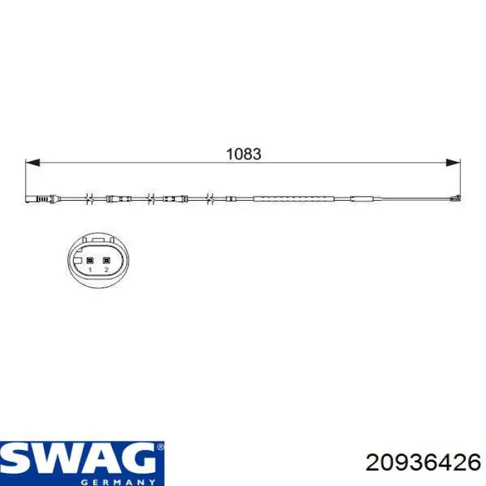 Датчик зносу гальмівних колодок, передній 20936426 Swag