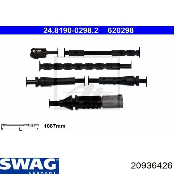 Датчик зносу гальмівних колодок, передній 20936426 Swag