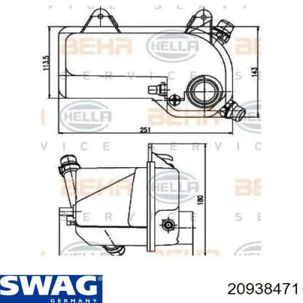Бачок системи охолодження 20938471 Swag