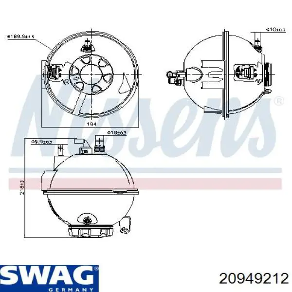 Бачок системи охолодження, розширювальний 20949212 Swag