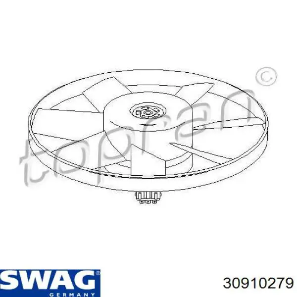 Електровентилятор охолодження в зборі (двигун + крильчатка) 30910279 Swag