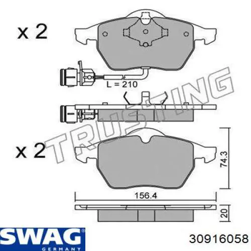 30916058 Swag Передні гальмівні колодки