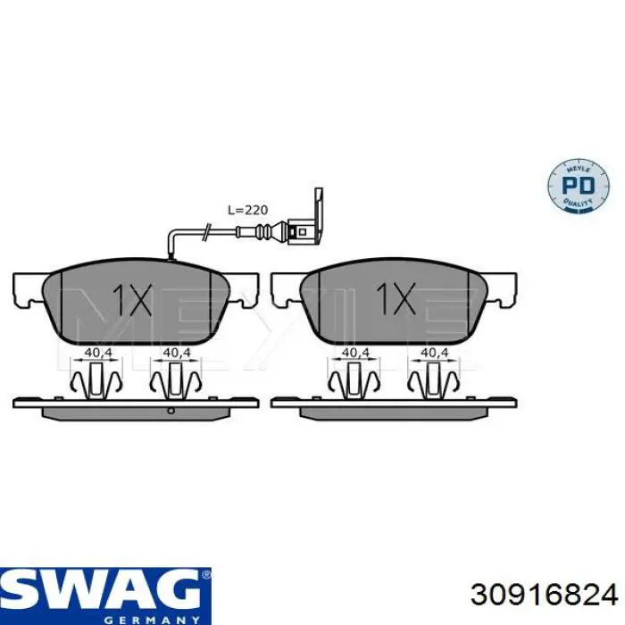 Колодки гальмівні передні, дискові 30916824 Swag