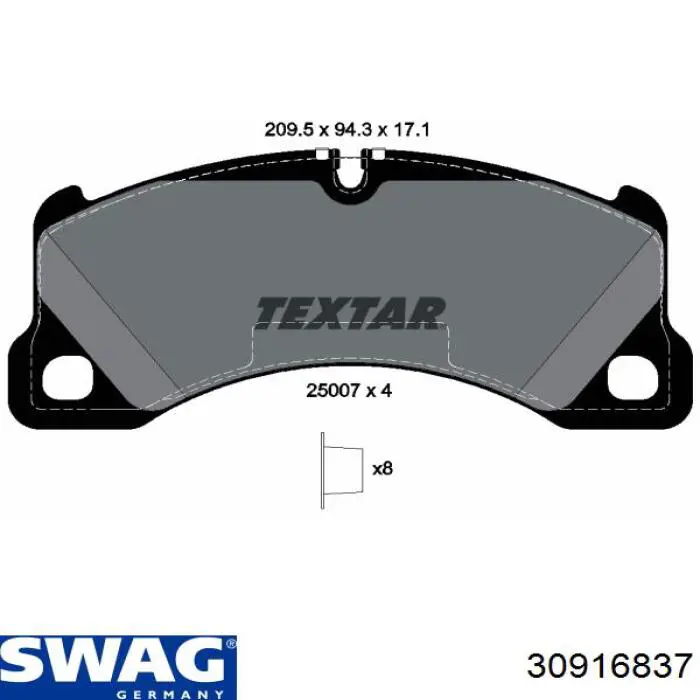 Колодки гальмівні передні, дискові 30916837 Swag