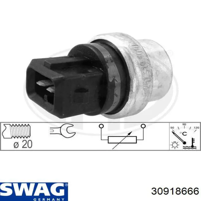 Термодатчик охолоджуючої рідини Swag 30918666 ціна, від 4.56 USD