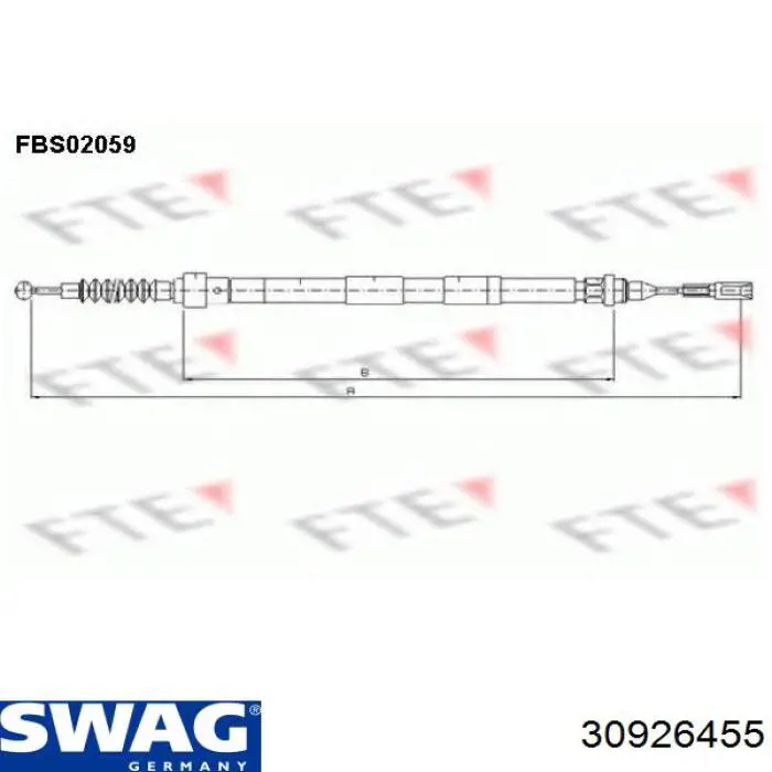 Трос ручного гальма задній, правий/лівий Swag 30926455 ціна, від 10.71 USD