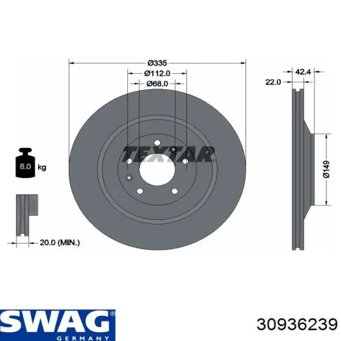 Диск гальмівний задній 30936239 Swag