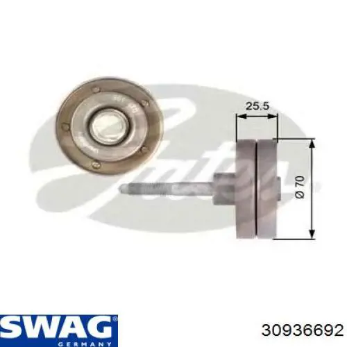 Ролик приводного ременя, паразитний Swag 30936692