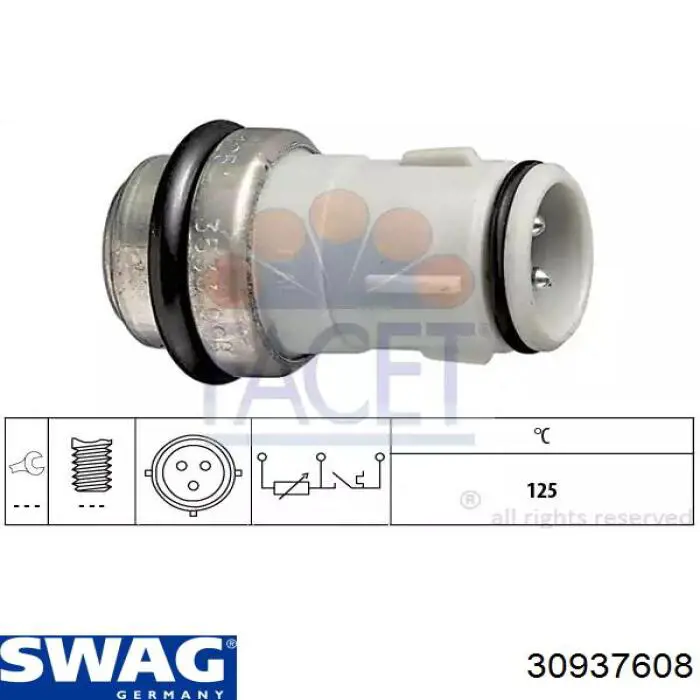 Термодатчик охолоджуючої рідини Swag 30937608 ціна, від 7.61 USD