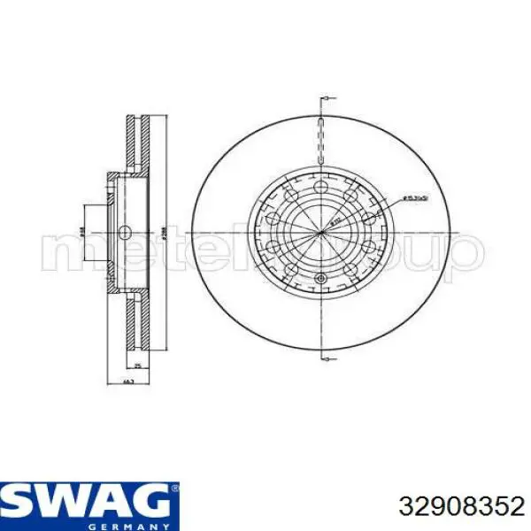 Диск переднього гальма Swag 32908352 ціна, від 36.61 USD
