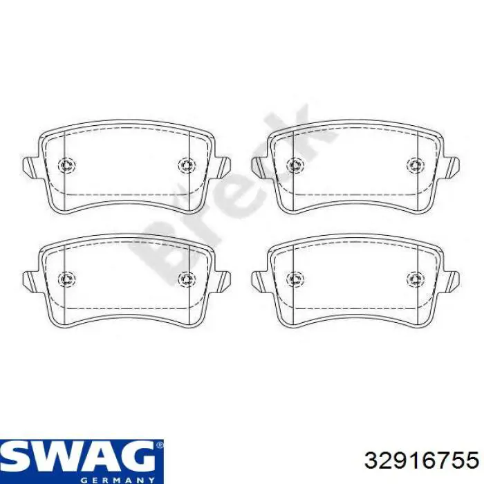 Задні гальмівні колодки 32916755 Swag