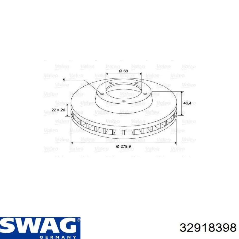 Диск переднього гальма Swag 32918398 ціна, від 38.06 USD