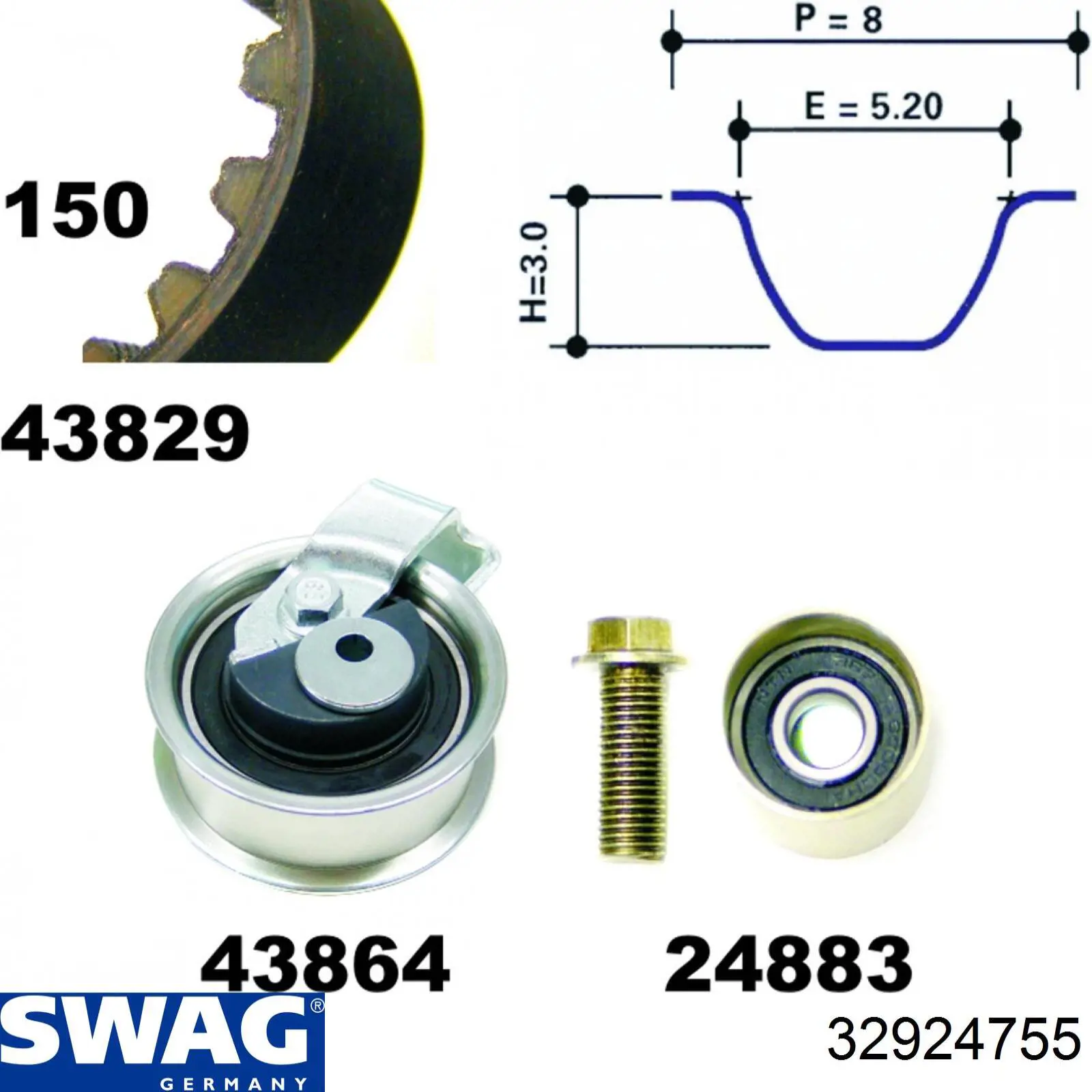Комплект ГРМ Swag 32924755 ціна, від 85.68 USD