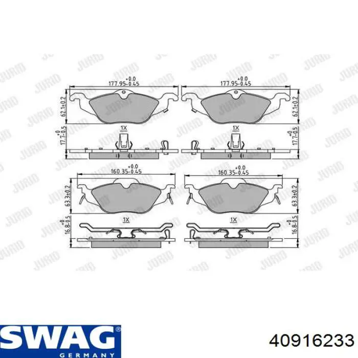 Передні тормозні колодки 40916233 Swag