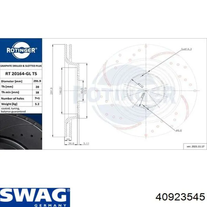 Задні дискові гальма Swag 40923545 ціна, від 38.82 USD