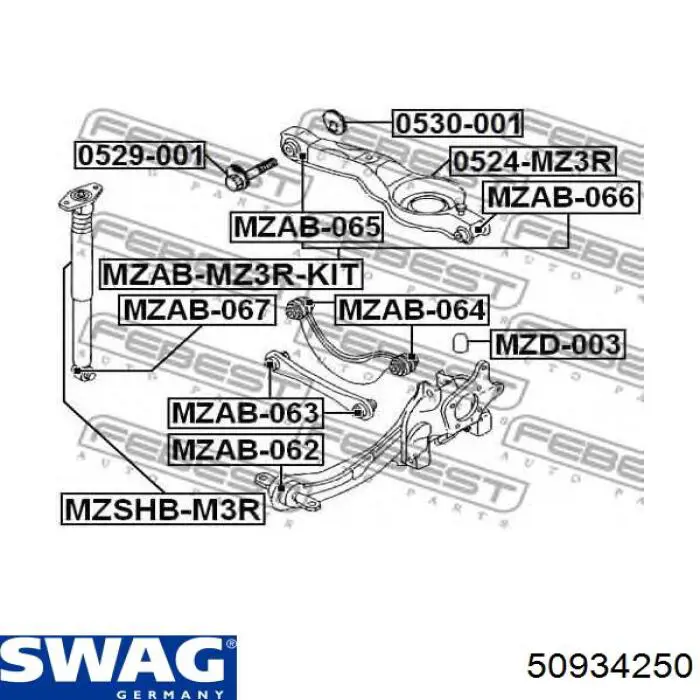 Ремкомплект передньої підвіски 50934250 Swag
