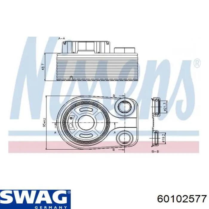 Радіатор масляний (холодильник), під фільтром Swag 60102577 ціна, від 32.69 USD