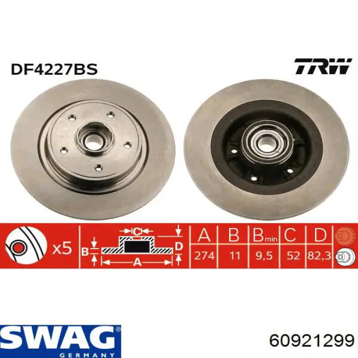 60921299 Swag диск гальмівний задній