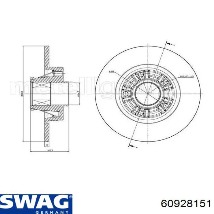 Гальмівні диски 60928151 Swag