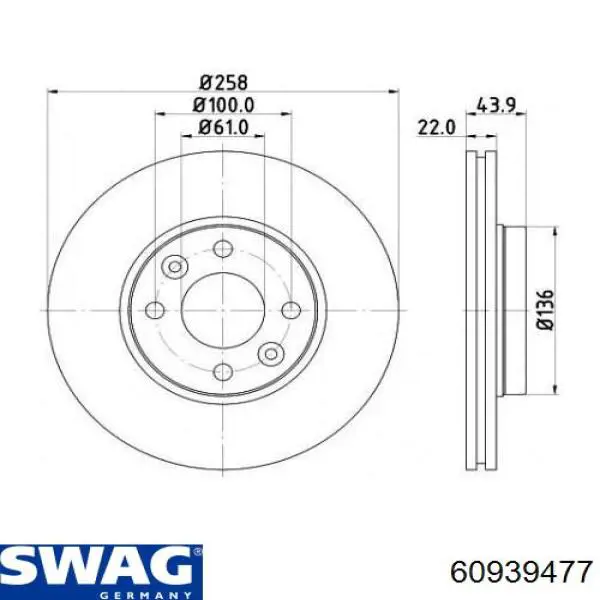 60939477 Swag Гальмо дискове переднє