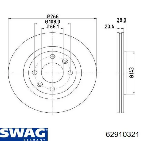 Купити 62910321 Swag Ротор гальмівний