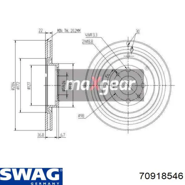 Гальмівні диски передні 70918546 Swag