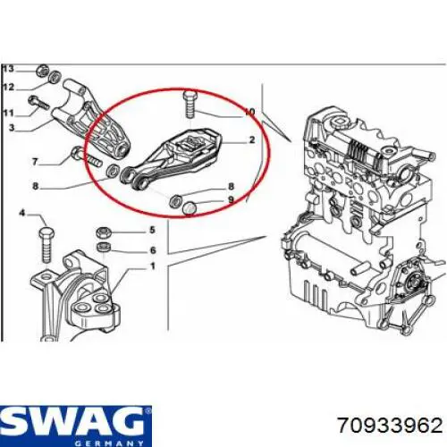 Подушка трансмісії (опора коробки передач) Swag 70933962 ціна, від 33.29 USD