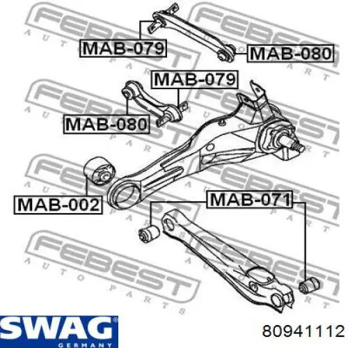 Сайлентблок заднього поздовжнього важеля, передній Swag 80941112 ціна, від 11.95 USD