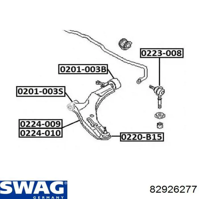 Важіль передньої підвіски нижній, лівий 82926277 Swag