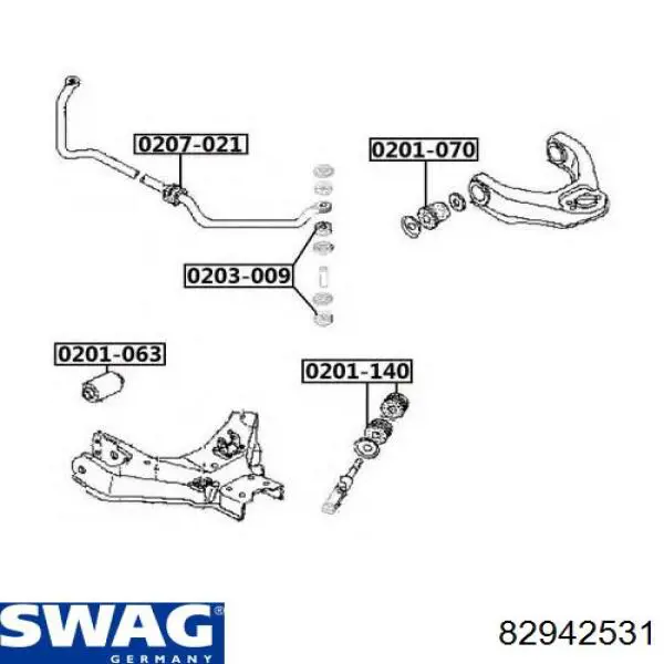 Втулка стійки переднього стабілізатора Swag 82942531 ціна, від 1.25 USD