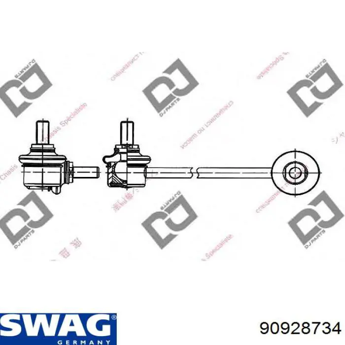 Стійка стабілізатора, переднього, права Swag 90928734 ціна, від 9.50 USD