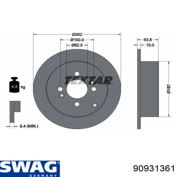 Диск гальмівний задній 90931361 Swag