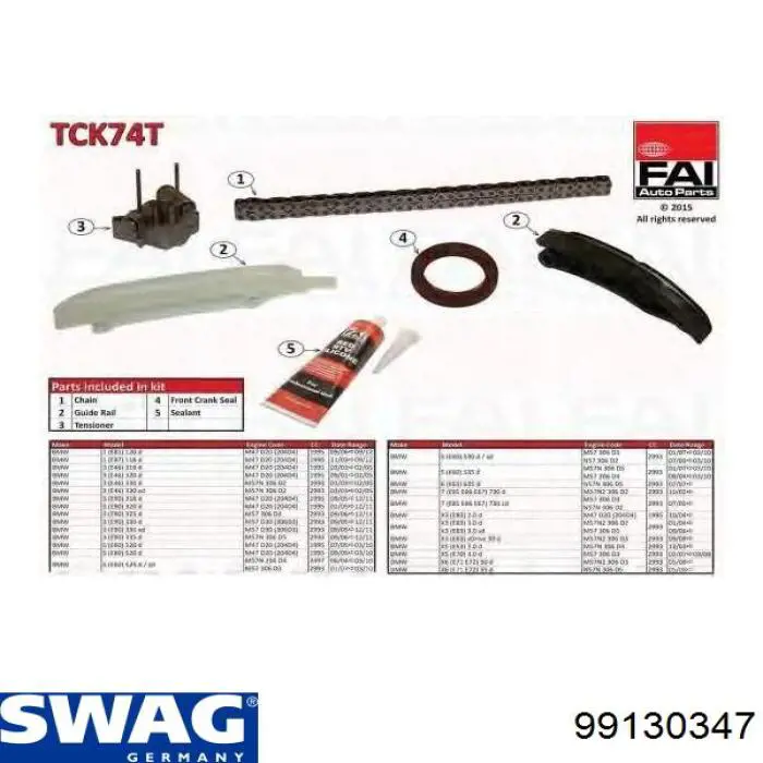 Ланцюг ГРМ, комплект Swag 99130347 ціна, від 100.55 USD