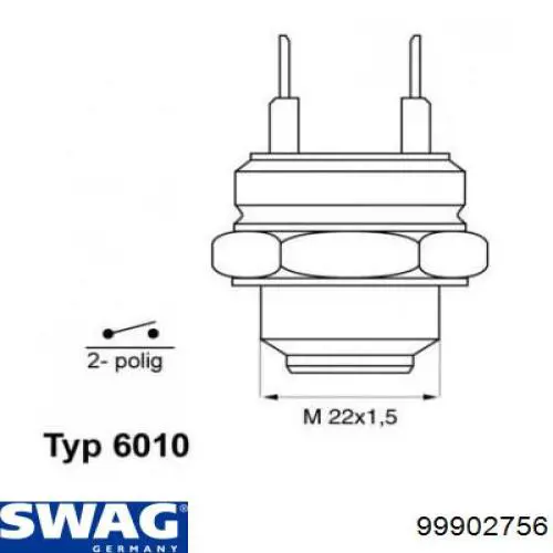 Датчик температури радіатора Swag 99902756 ціна, від 7.27 USD