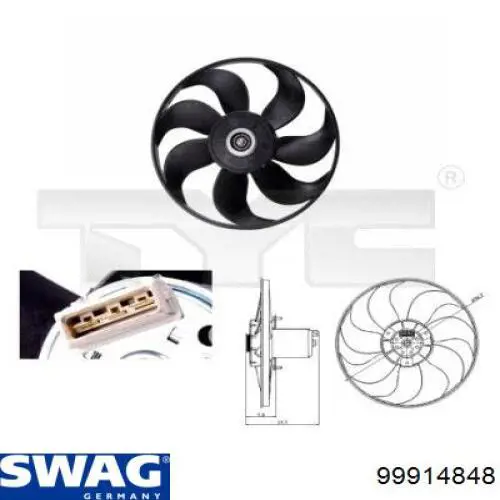 99914848 Swag електровентилятор охолодження в зборі (двигун + крильчатка)