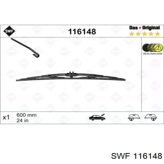 116148 SWF щітка-двірник лобового скла, водійська