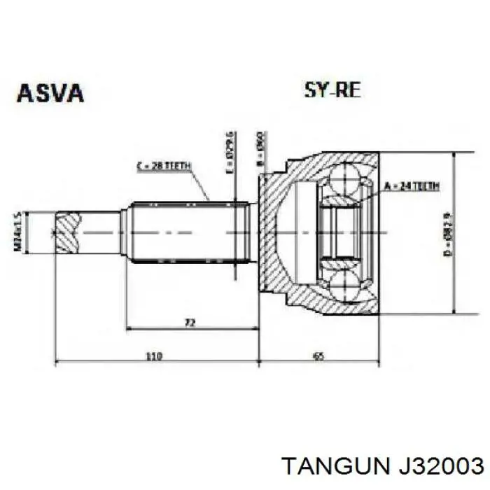 J32003 Tangun піввісь (привід передня, права)
