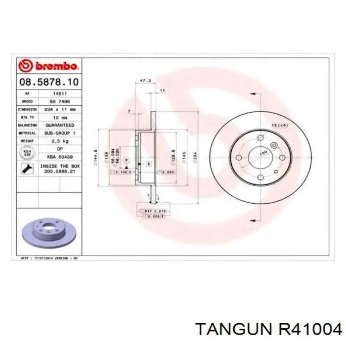 R41004 Tangun диск гальмівний передній