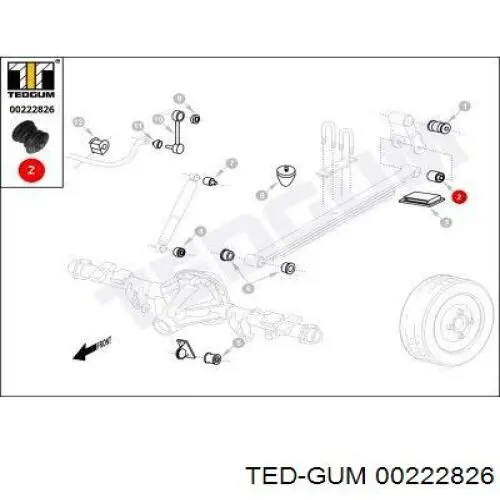 00222826 Ted-gum сайлентблок ресори, задній