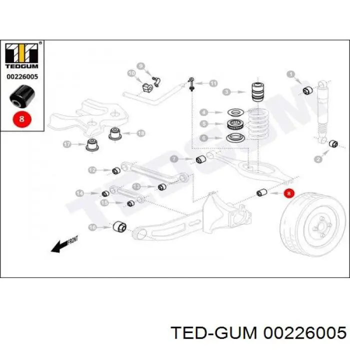 Купити 00226005 Ted-gum Сайлентблок заднього нижнього важеля